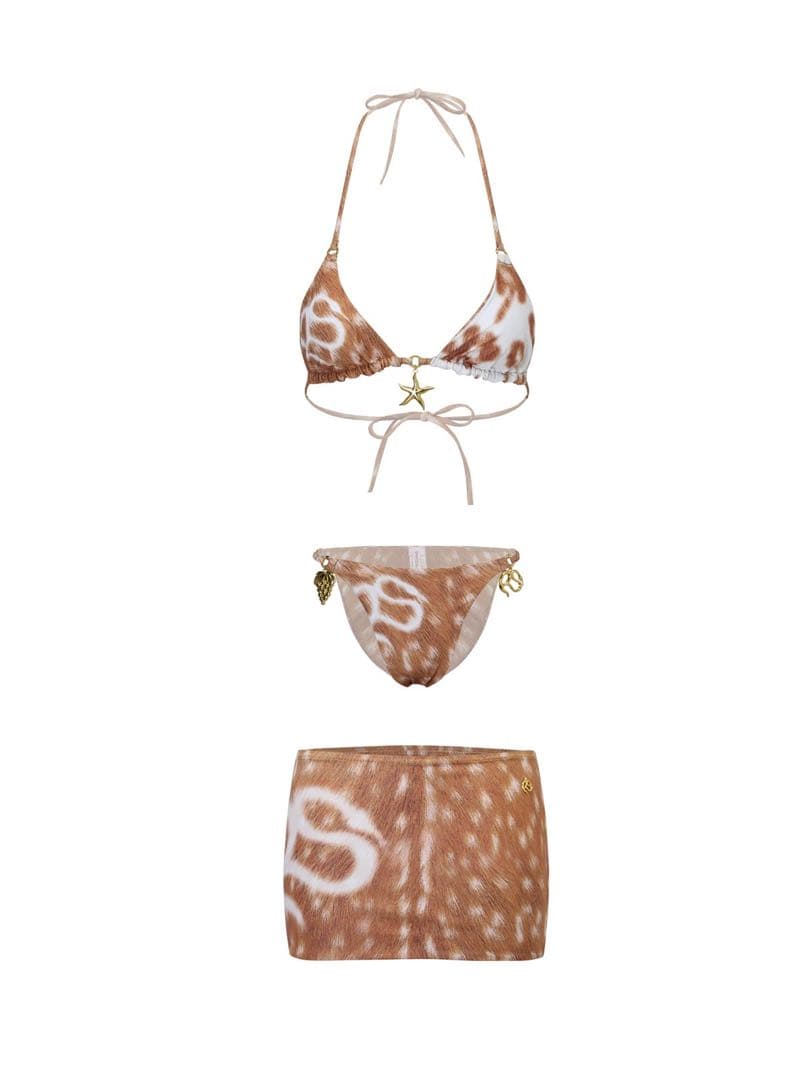 RoomSERVICE 鹿柄ロゴプリント ビキニy2k Nodress