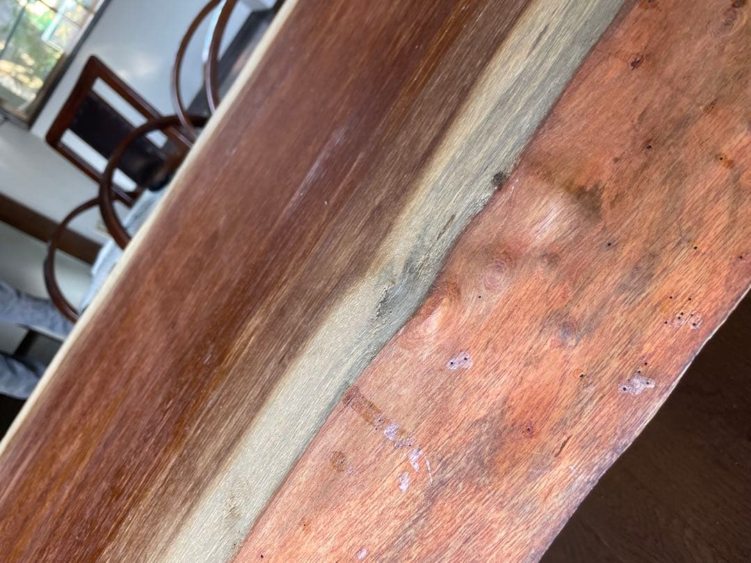 値下げ　一枚板　テーブル　天板の板のみ　キズ汚れ多数　倉庫保管で状態良くないです