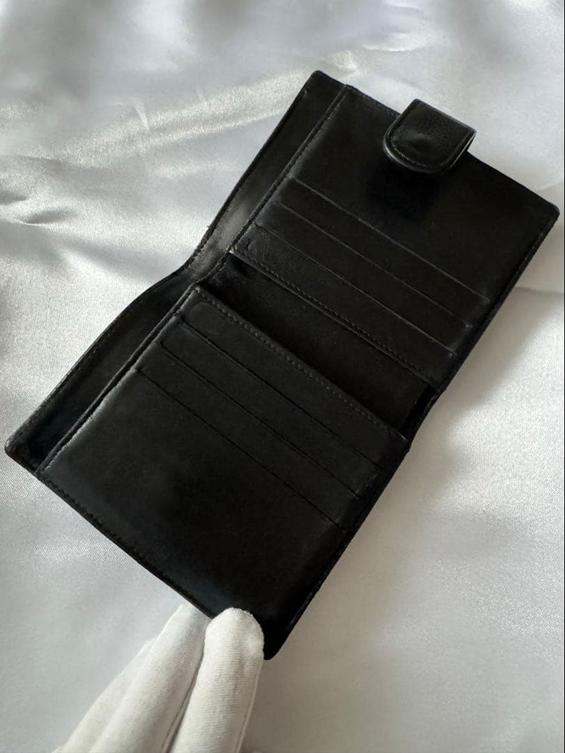 CHANEL ブラック レザー 二つ折り財布