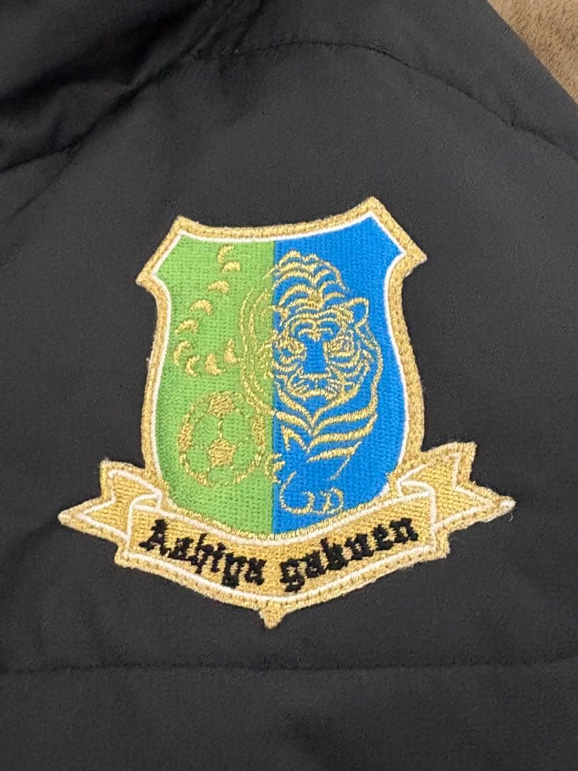 芦屋学園ATHLETA ベンチコート 黒/緑 フード付き