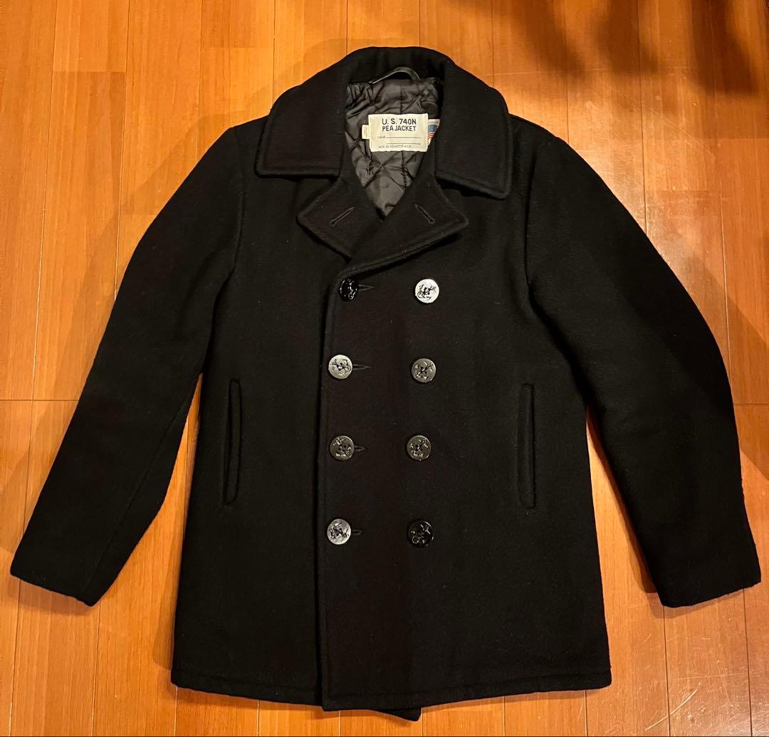 Schott USA製 740N Pコート 36 黒 キルティング