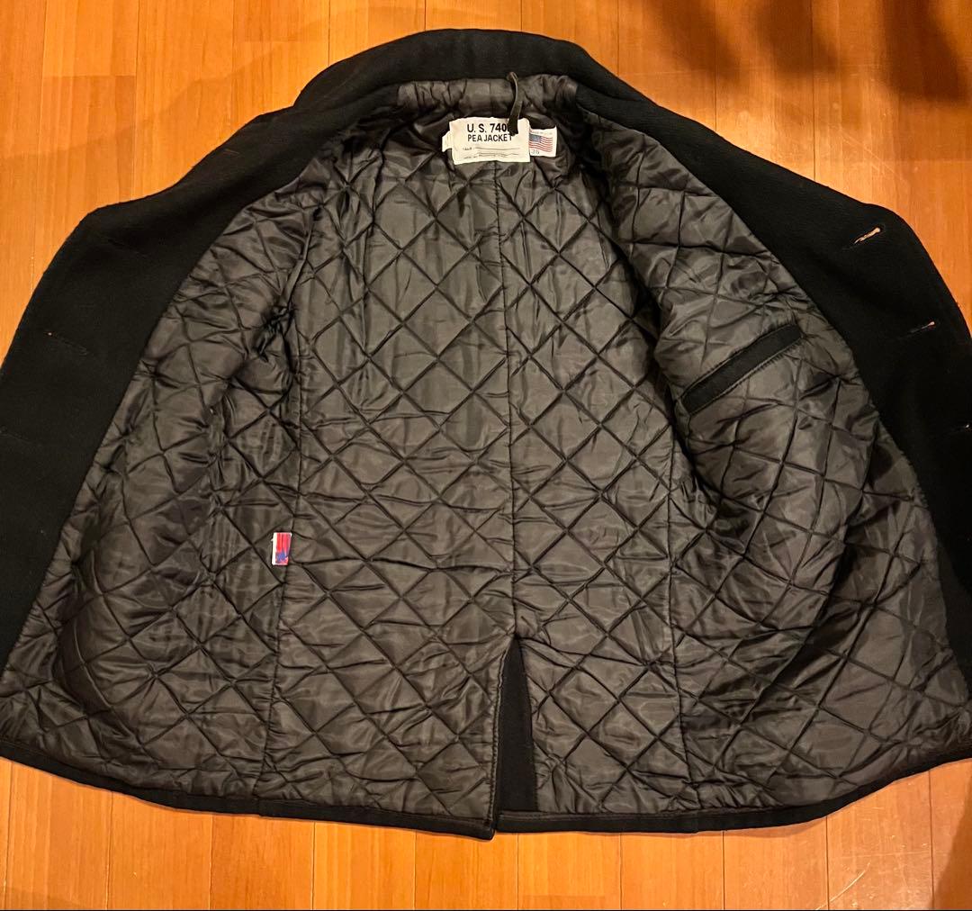 Schott USA製 740N Pコート 36 黒 キルティング