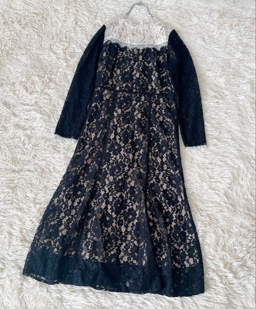 ジルスチュアート 総レース　バイカラーワンピース　ドレス　長袖　卒業式入学式