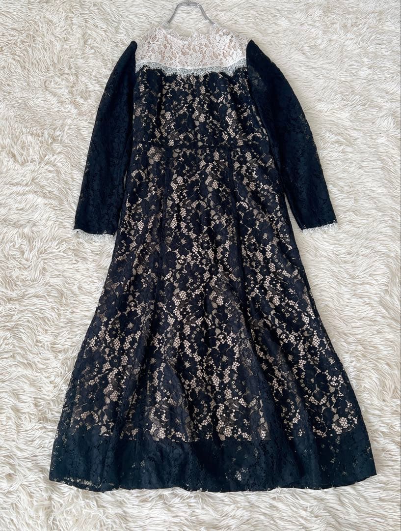 ジルスチュアート 総レース　バイカラーワンピース　ドレス　長袖　卒業式入学式