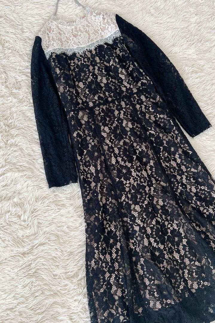 ジルスチュアート 総レース　バイカラーワンピース　ドレス　長袖　卒業式入学式