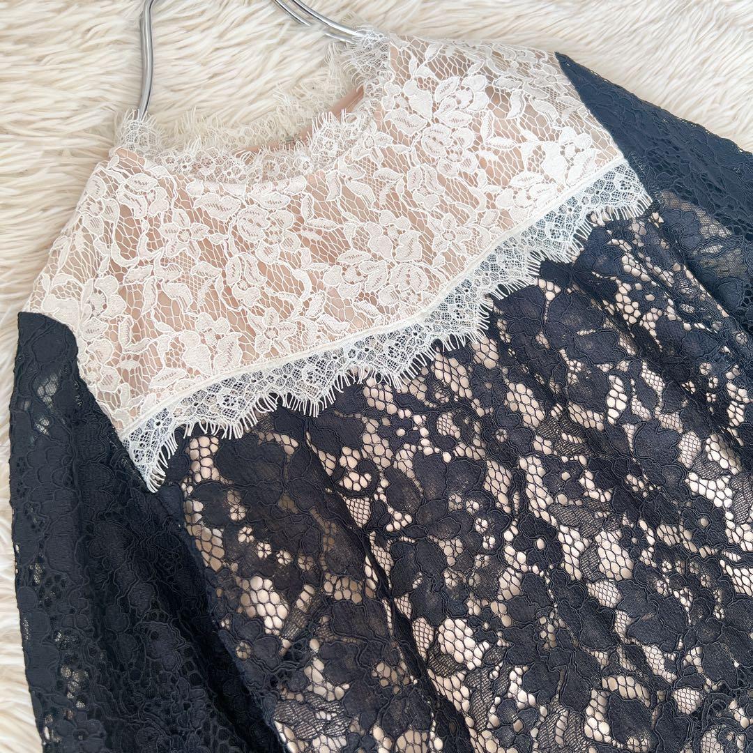 ジルスチュアート 総レース　バイカラーワンピース　ドレス　長袖　卒業式入学式