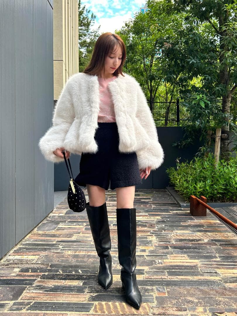 ビビィ Bibiy RAMONA PEPURAMU COAT WHITE ファー