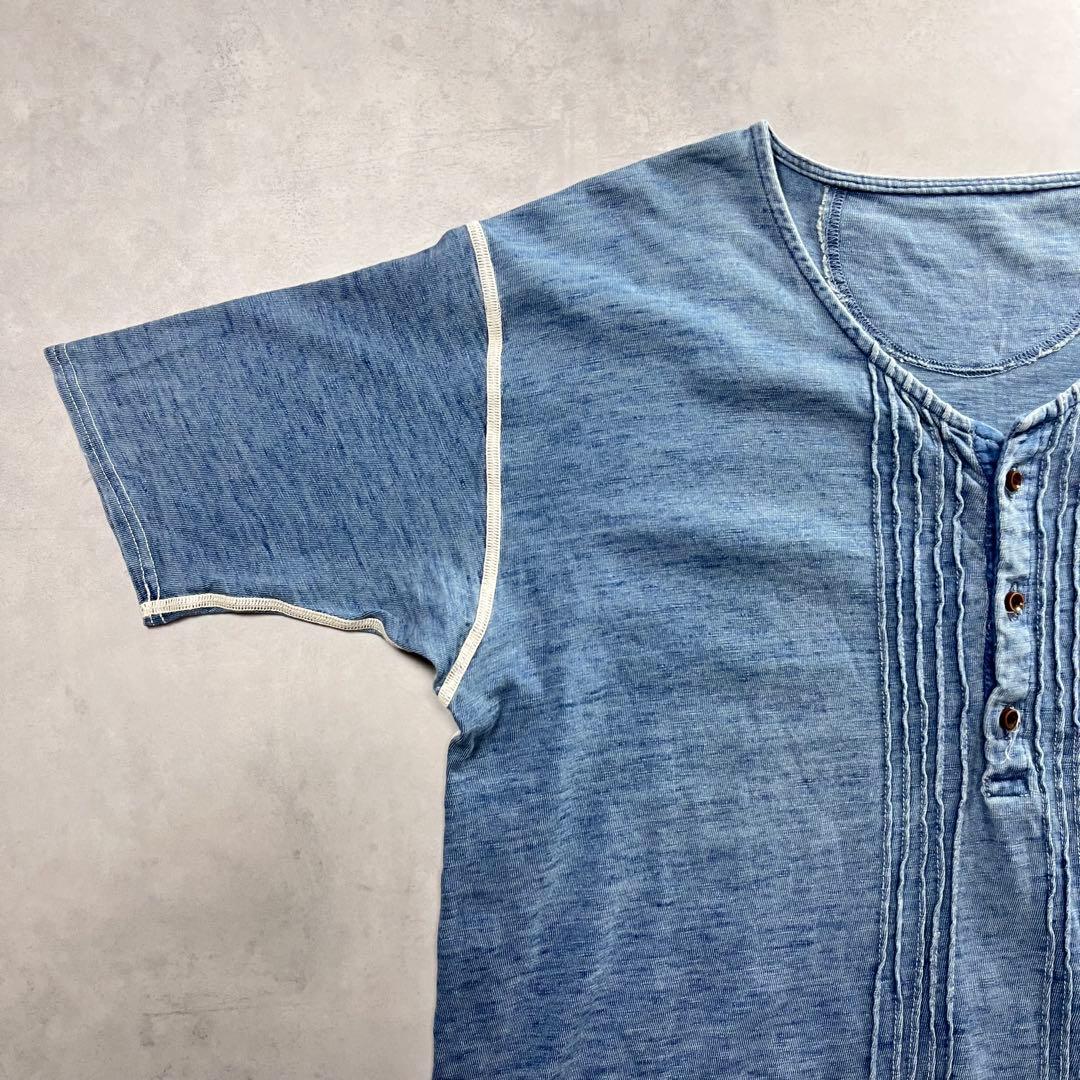 KAPITAL インディゴ ヘンリーネックポロシャツ キャピタル 襤褸