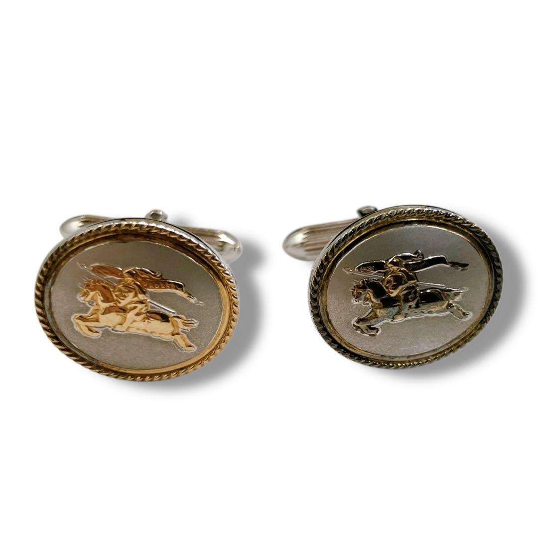 バーバリー 良品 SV925 ホースロゴ カフス ネクタイピンセット 箱付き