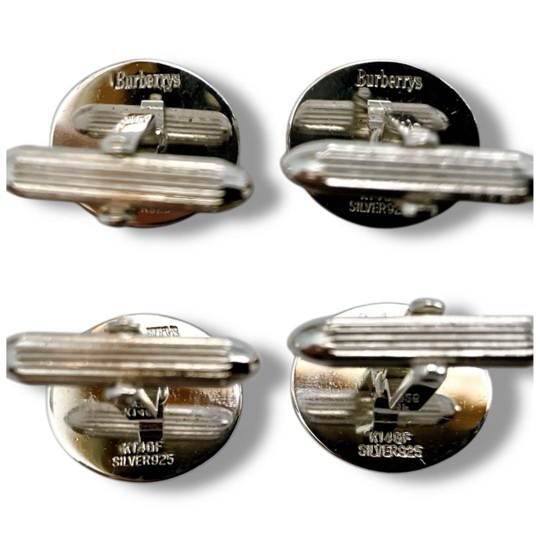 バーバリー 良品 SV925 ホースロゴ カフス ネクタイピンセット 箱付き