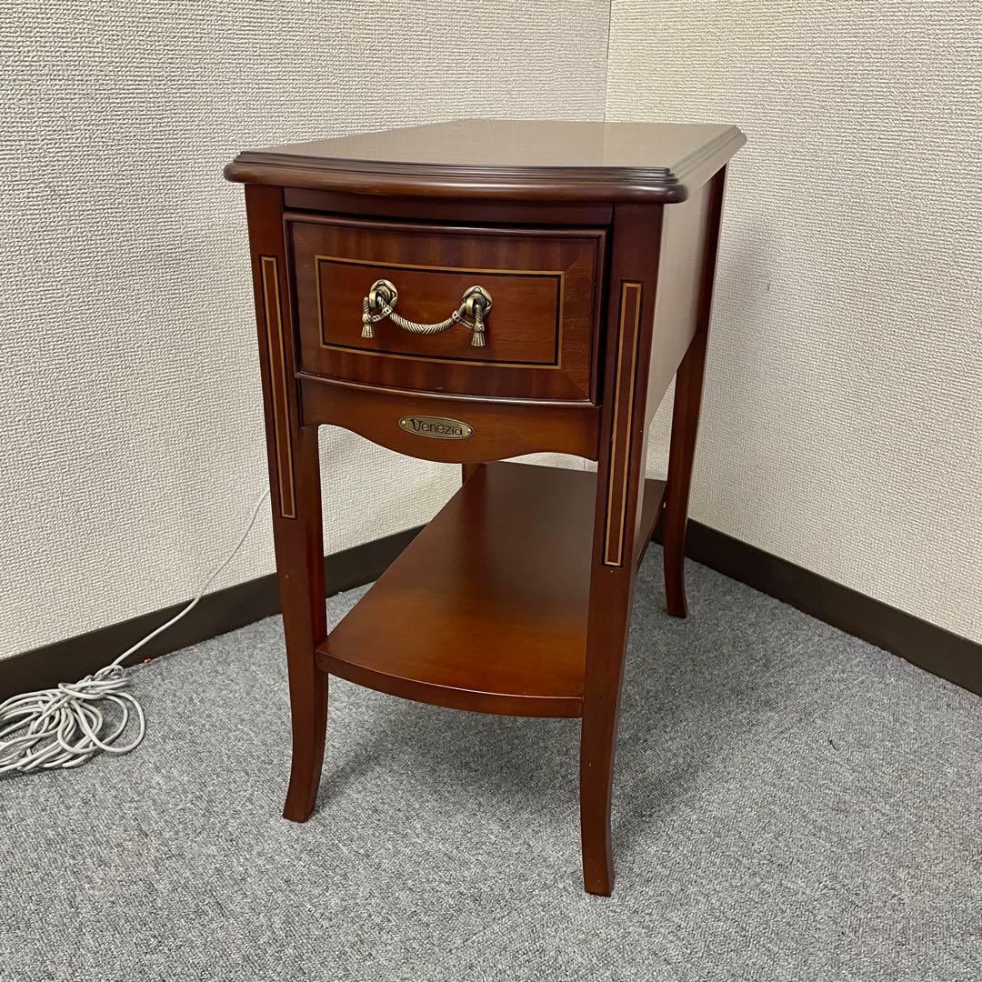 【良品】Venezia サイドテーブル 引出し付 クラシック調