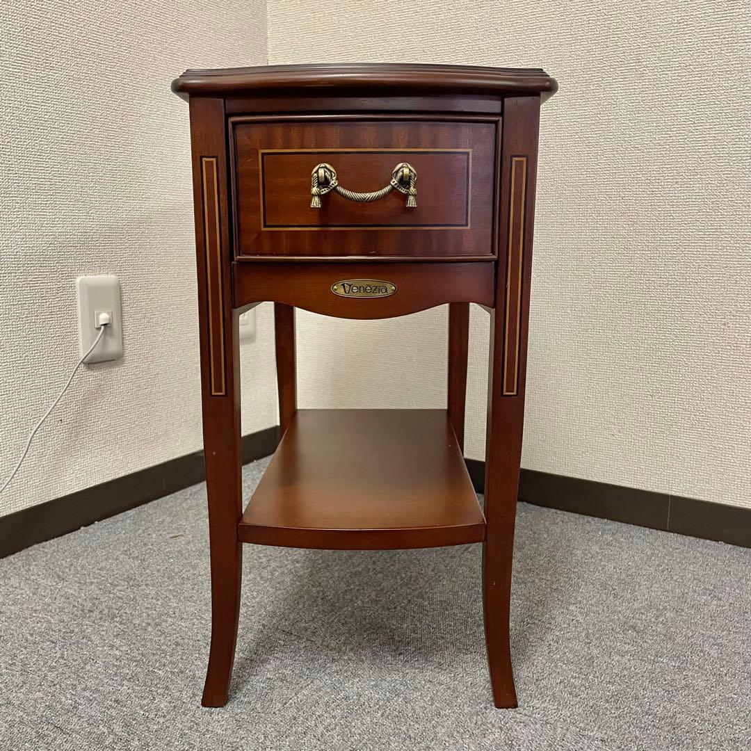【良品】Venezia サイドテーブル 引出し付 クラシック調
