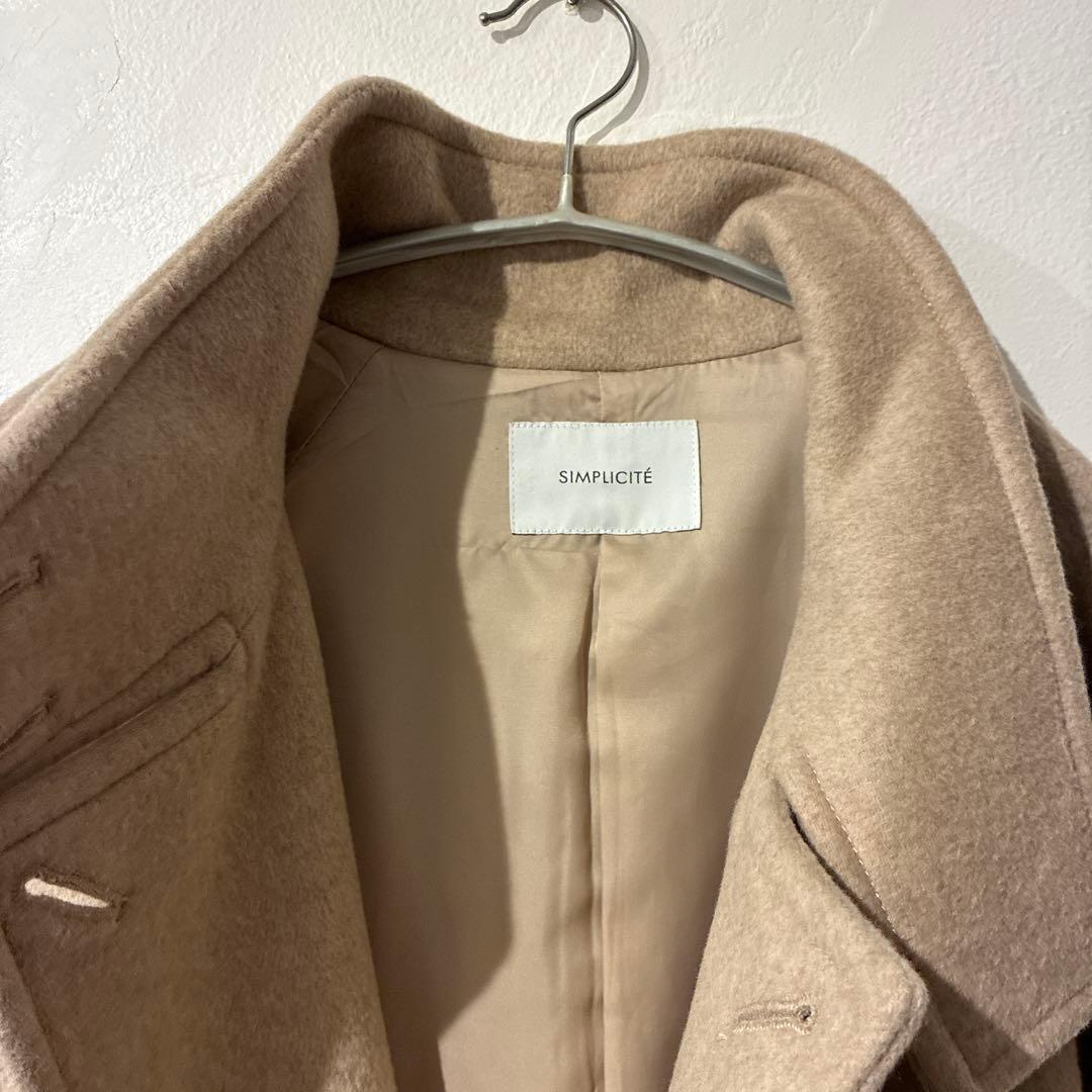 美品シンプリシテェSIMPLICITE 22AW Wビーバースタンドカラーコート