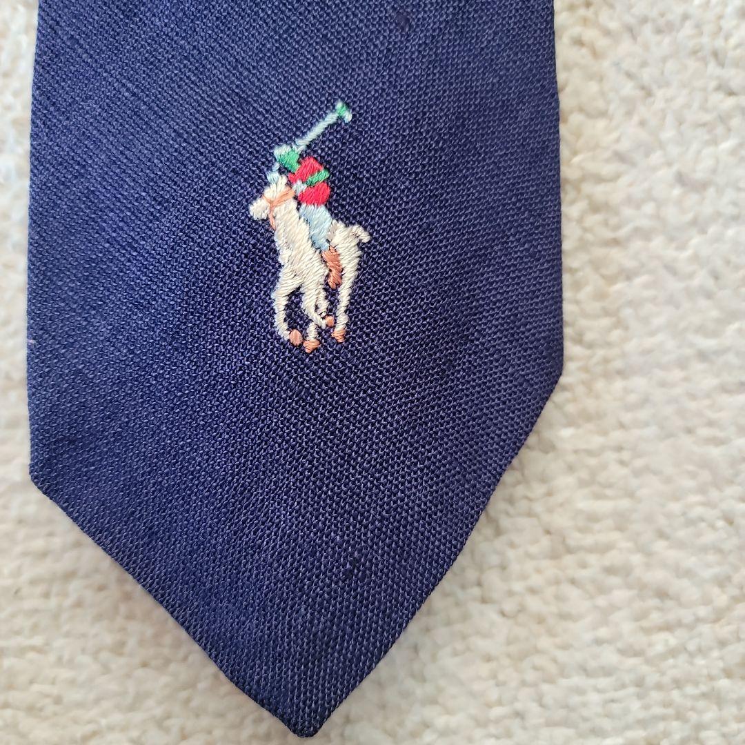 ポロ刺繍ネイビー ネクタイ