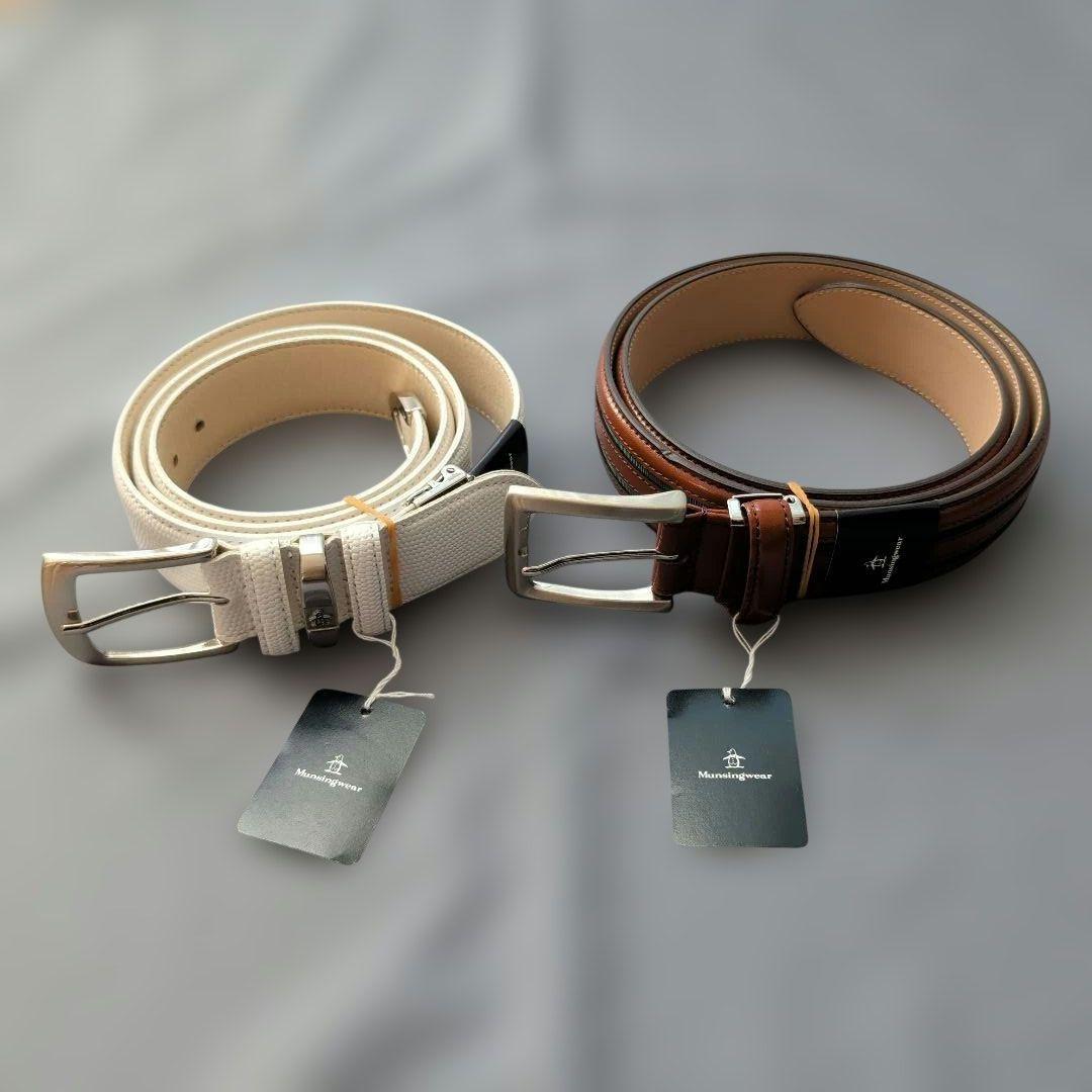 未使用　マンシングウェア　レザー製ベルト ホワイト・ブラウン 2本セット