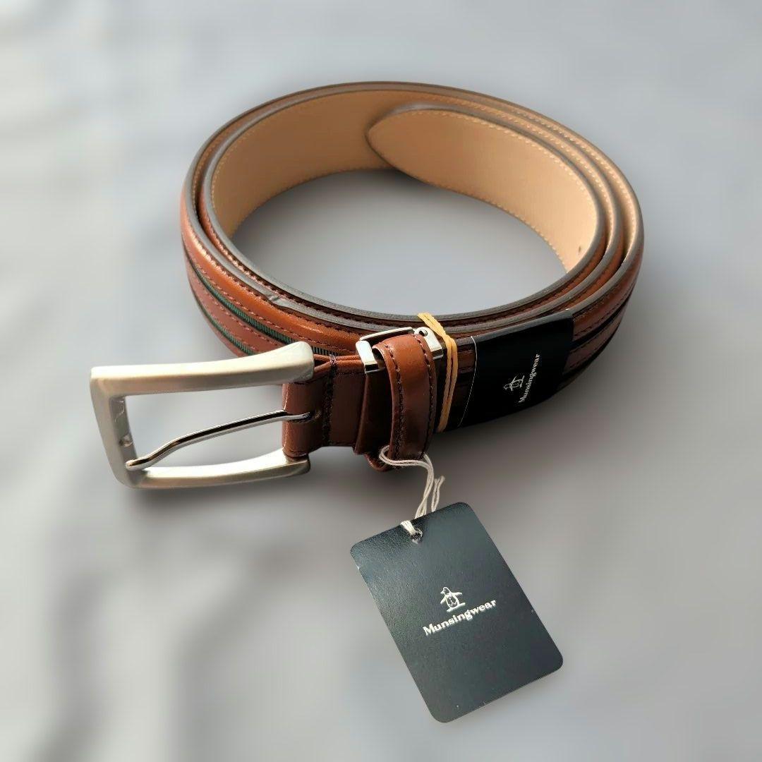 未使用　マンシングウェア　レザー製ベルト ホワイト・ブラウン 2本セット