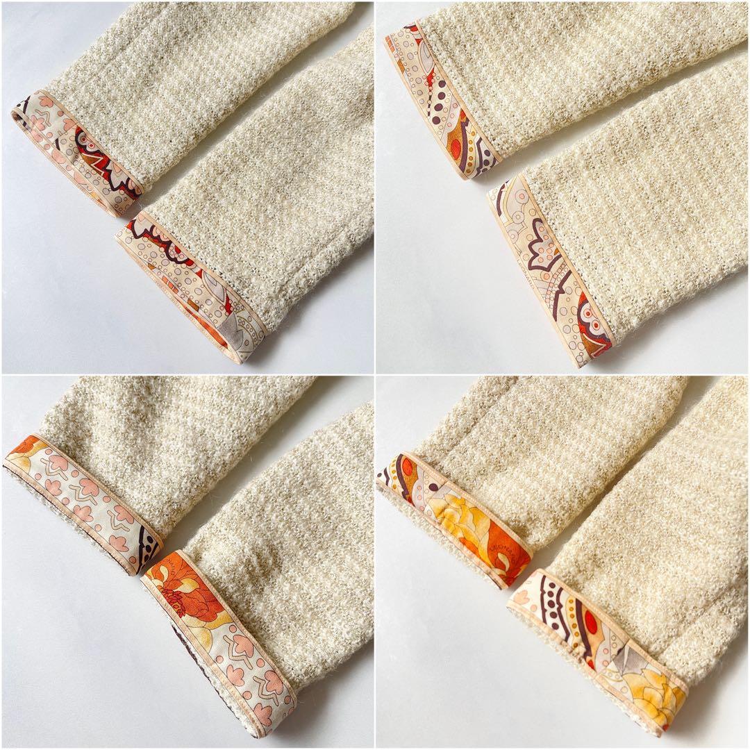 レオナール テーラードジャケット ニットジャケット 袖口 トリム L ラメモヘヤ