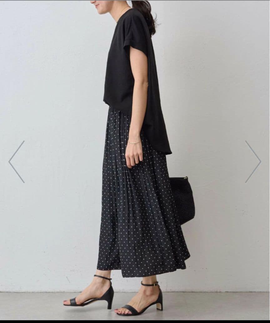 ビアズリー♥シワシフォンギャザーパンツ ドット FREE　日本製