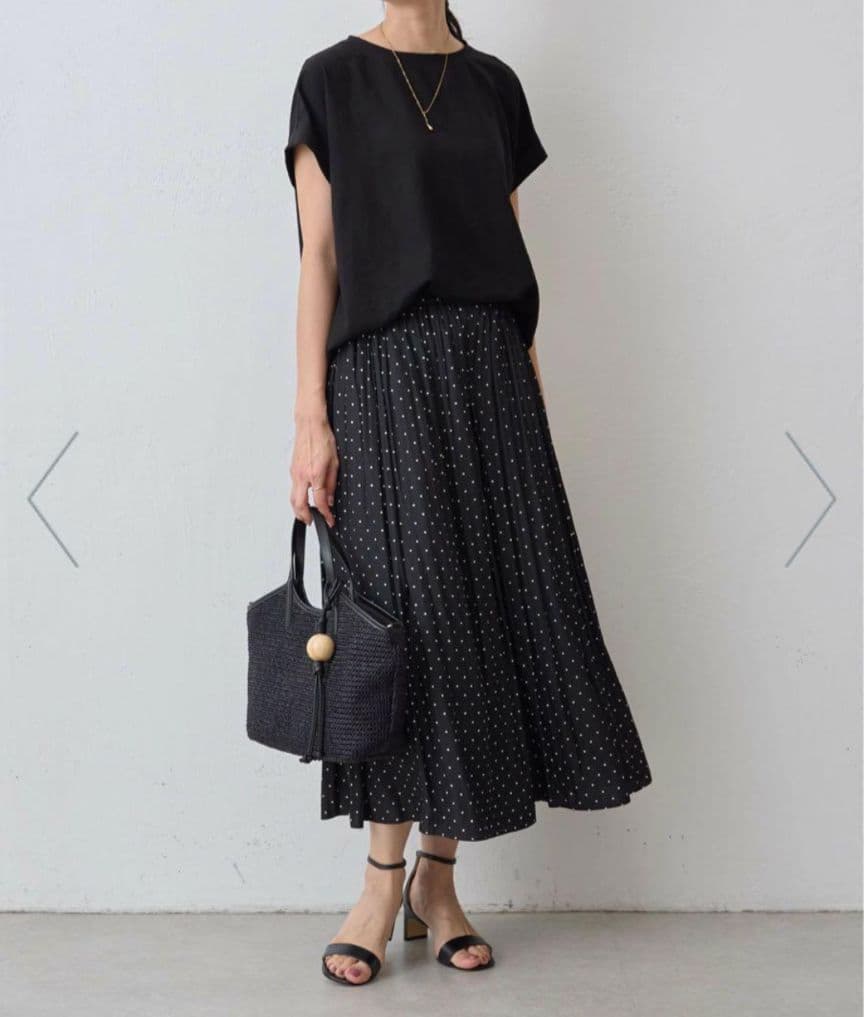 ビアズリー♥シワシフォンギャザーパンツ ドット FREE　日本製