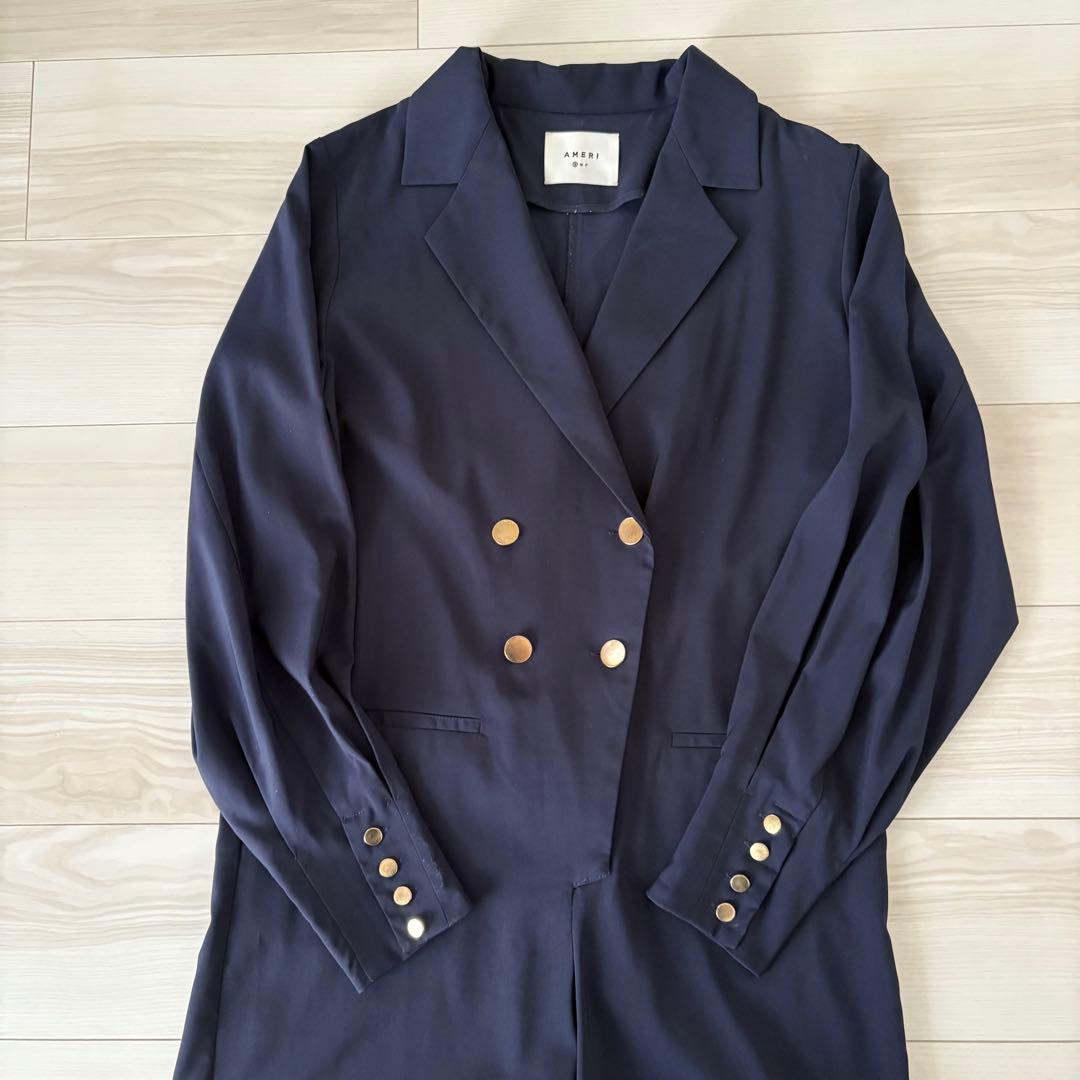 【お値下中|AMERI】 希少人気 ネイビー ダブルボタンオールインワン