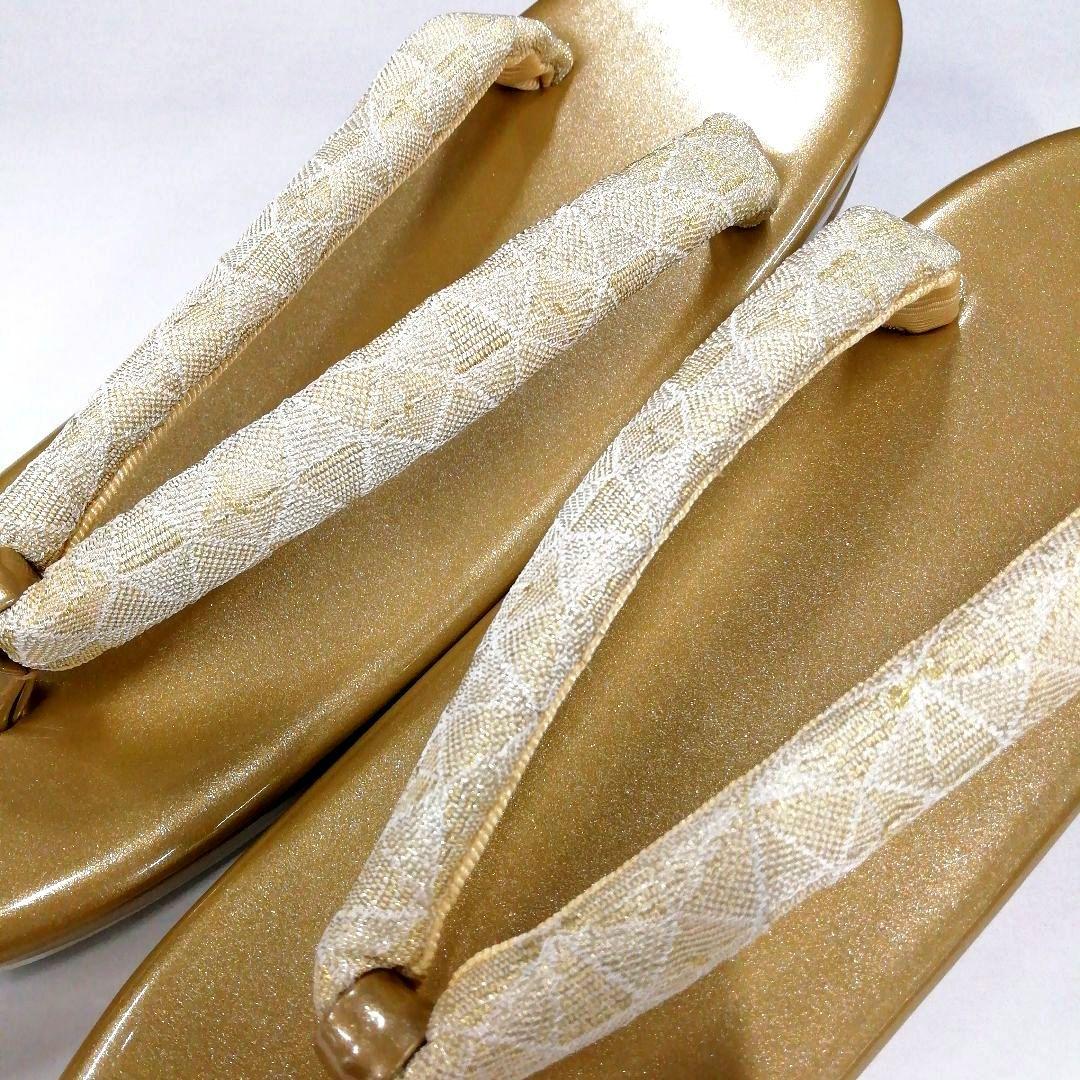 新品未使用 礼装用 佐賀錦ゴールド系草履バッグセット　フリーサイズ OL-4