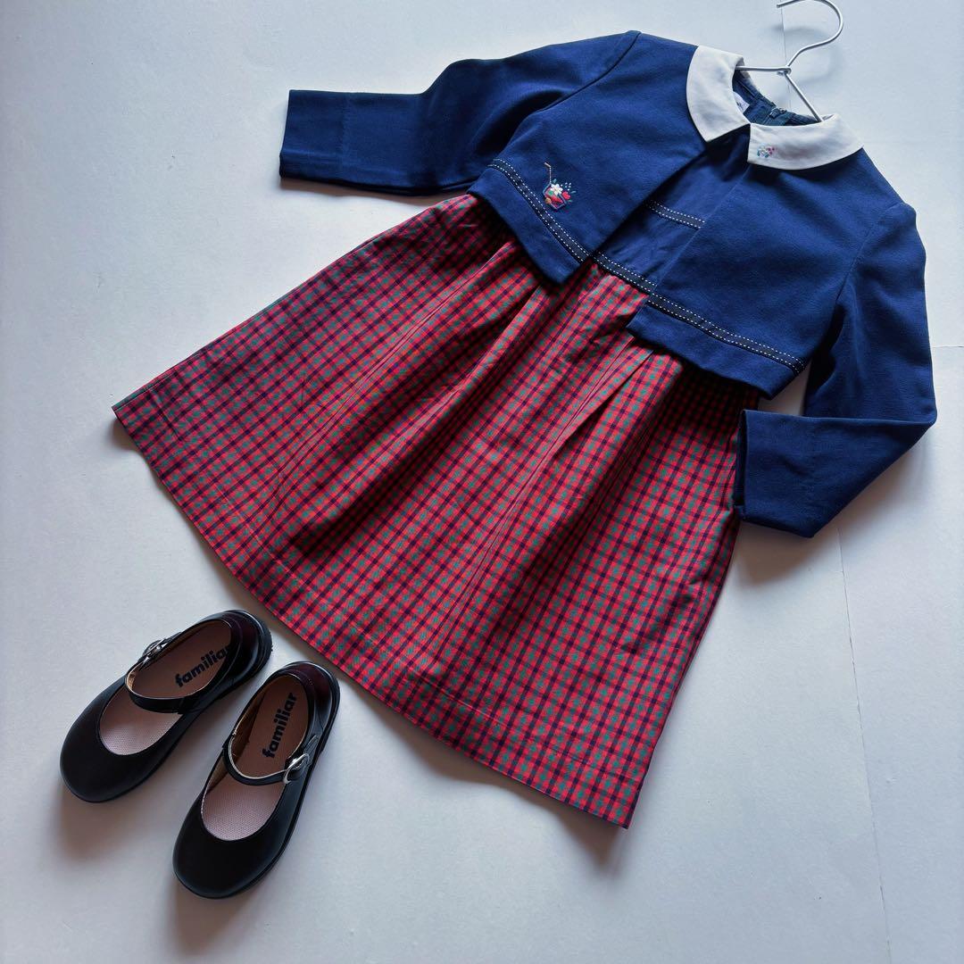 familiar アンサンブル ファミリアチェック ボレロ ワンピース 110