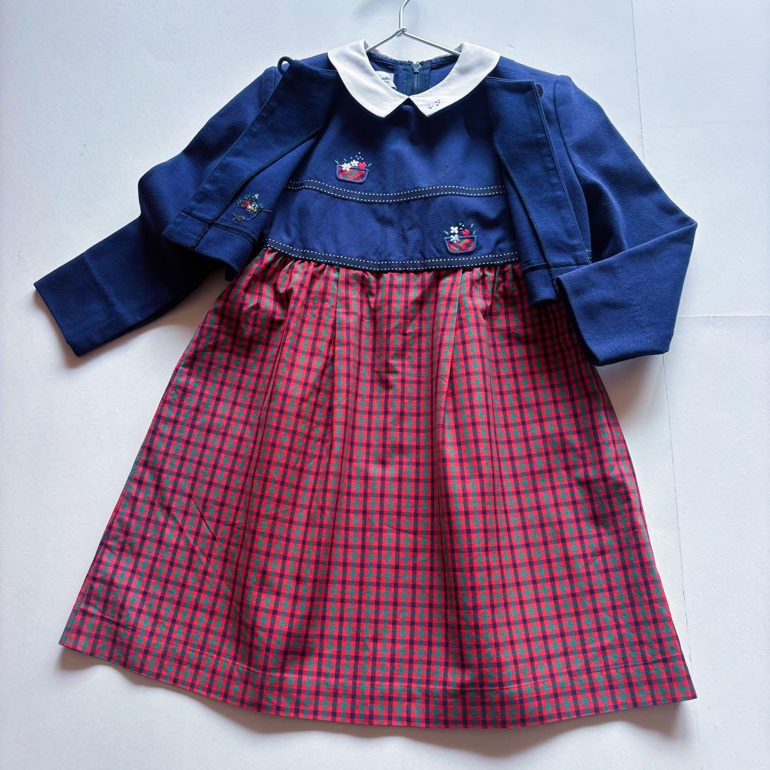 familiar アンサンブル ファミリアチェック ボレロ ワンピース 110