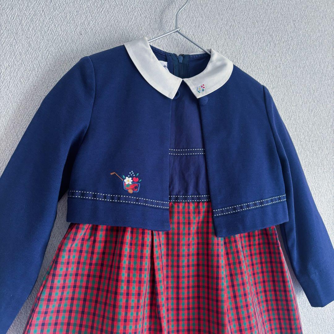 familiar アンサンブル ファミリアチェック ボレロ ワンピース 110