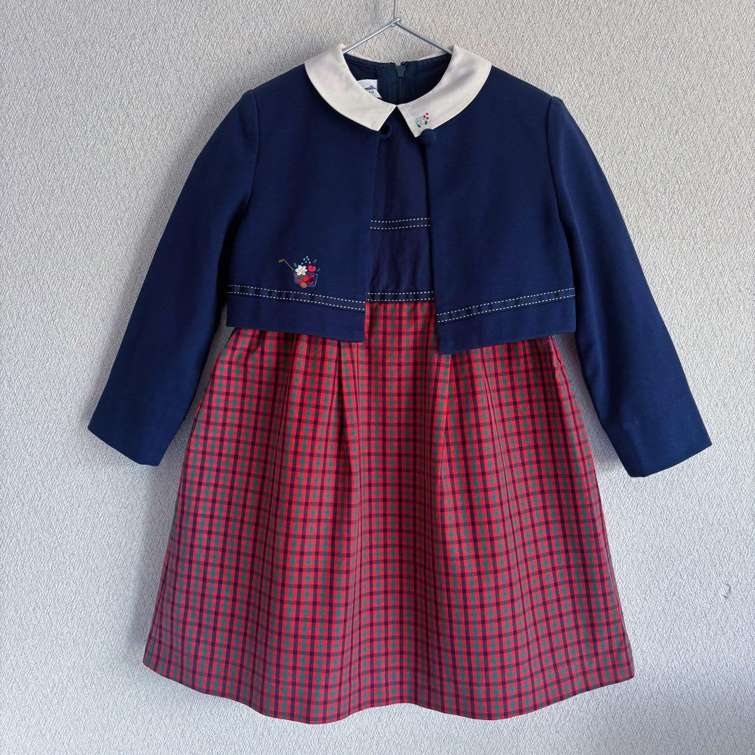 familiar アンサンブル ファミリアチェック ボレロ ワンピース 110
