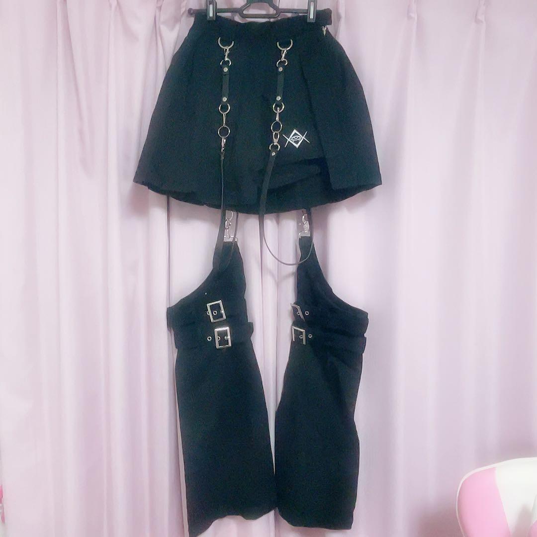 REFLEM　レッグカバー付きレイヤードデニムショーパン ブラック 黒