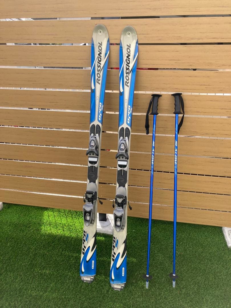 ROSSIGNOLスキー板、ビンディング、ストックセット＋袋付き　150cm