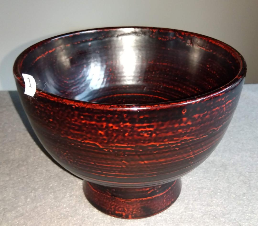 越前漆器作家　山岸厚夫　曙塗及び根来塗端麻布掛け合鹿椀ペアセット【多目的中鉢】