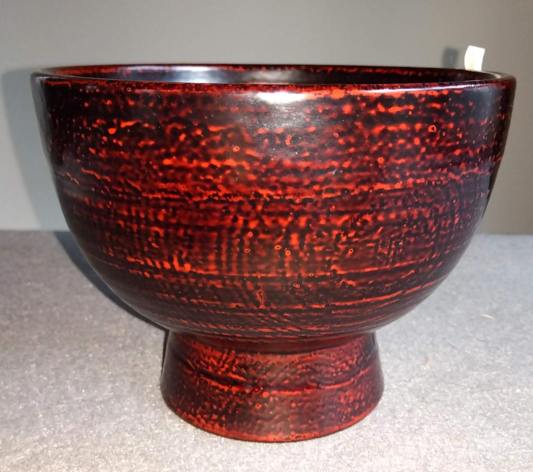 越前漆器作家　山岸厚夫　曙塗及び根来塗端麻布掛け合鹿椀ペアセット【多目的中鉢】