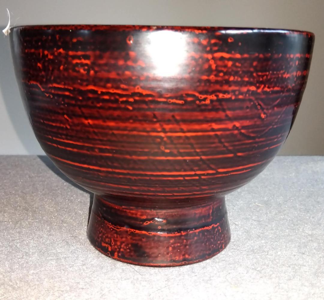 越前漆器作家　山岸厚夫　曙塗及び根来塗端麻布掛け合鹿椀ペアセット【多目的中鉢】