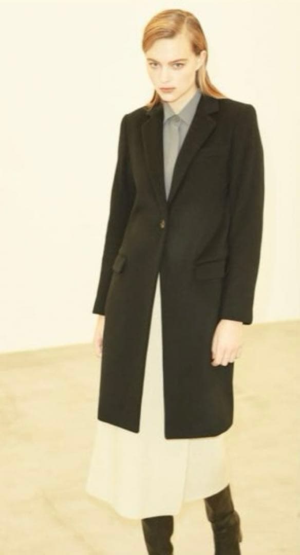 Theory luxe ♡ ウール ワンボタンチェスターコート 淡ブルー