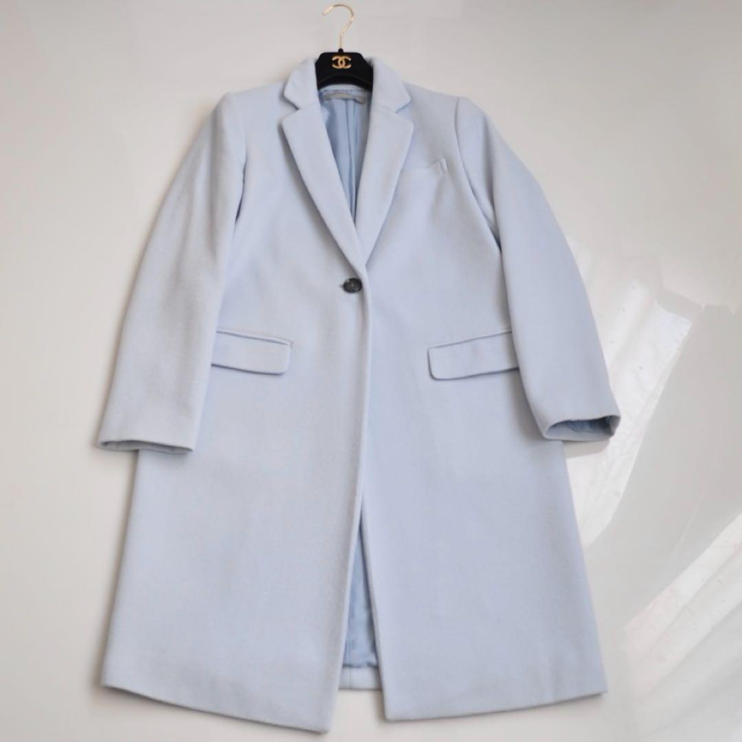 Theory luxe ♡ ウール ワンボタンチェスターコート 淡ブルー