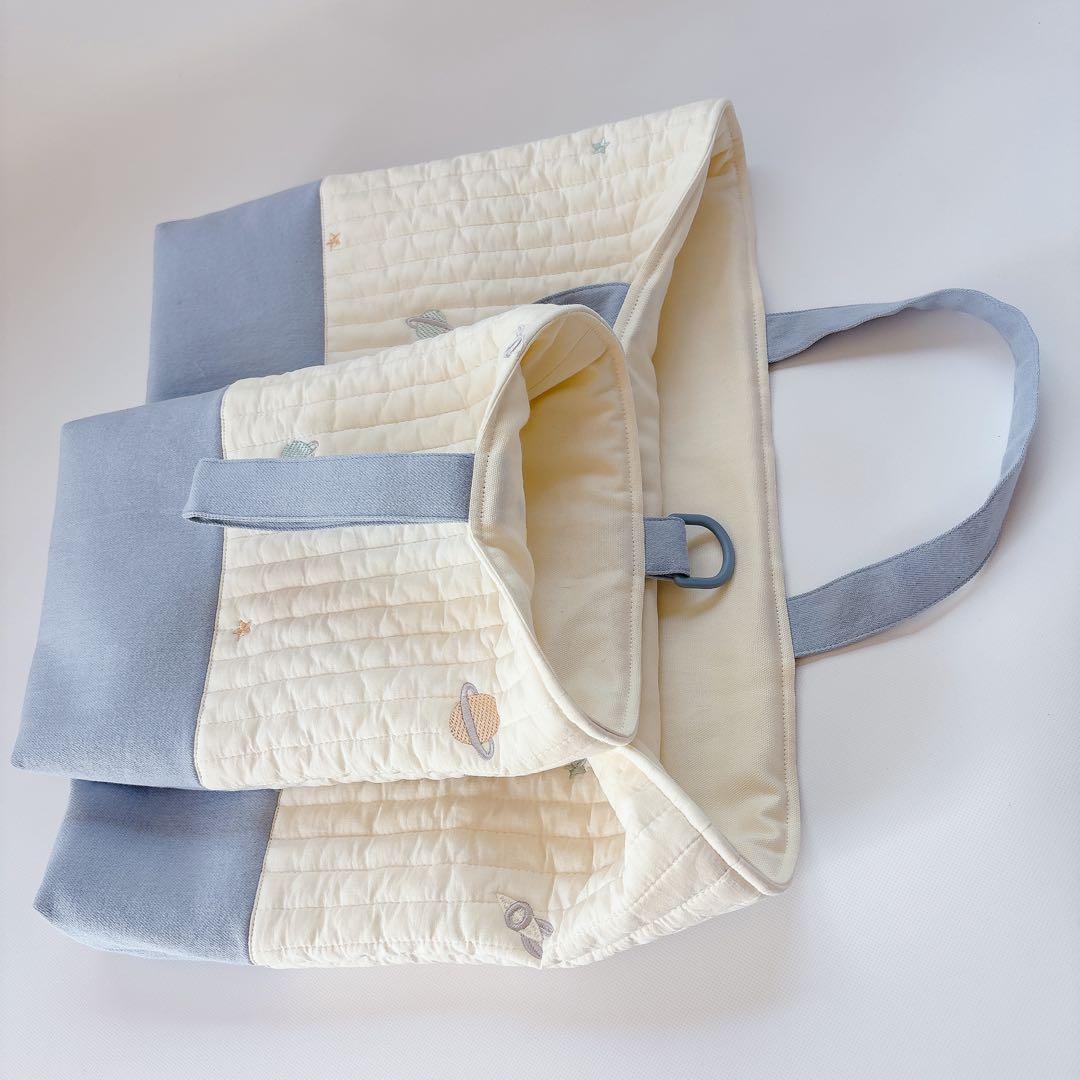 ヌビ　宇宙　惑星　レッスンバッグ　上履き袋　キルティング　キルト　デニム