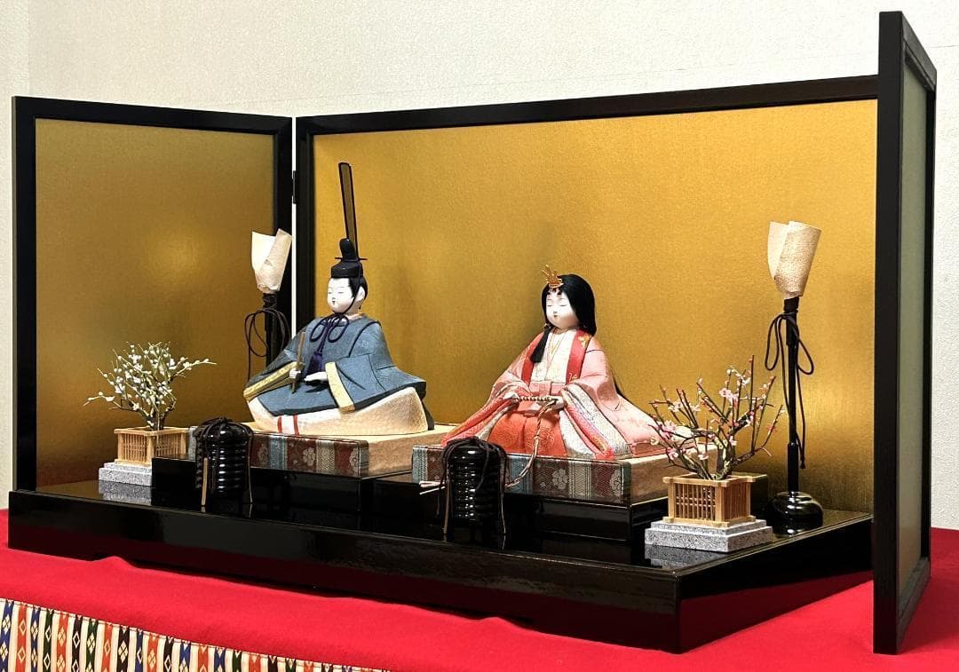 柿沼東光 作 江戸木目込人形 千歳雛　雛人形セット　正絹 西陣織 親王飾 美品