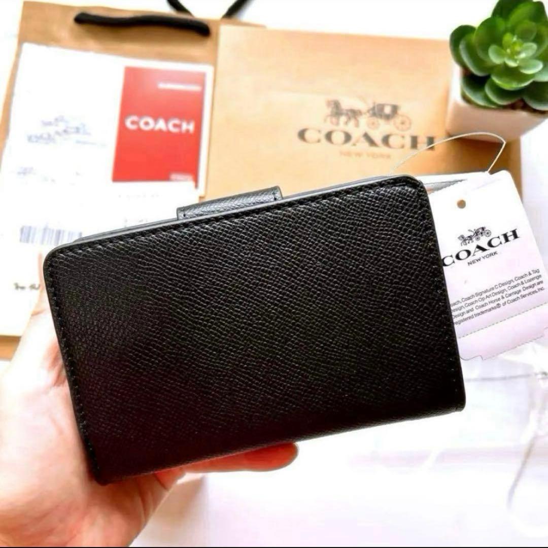 ✨新品未使用✨COACH 二つ折り財布　レザー　ブラック　ユニセックス