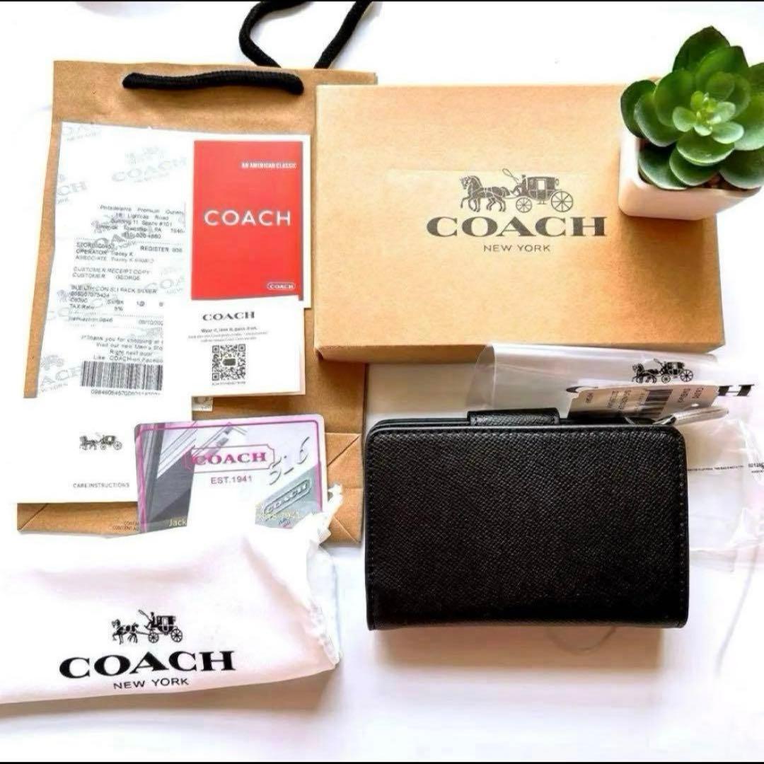 ✨新品未使用✨COACH 二つ折り財布　レザー　ブラック　ユニセックス