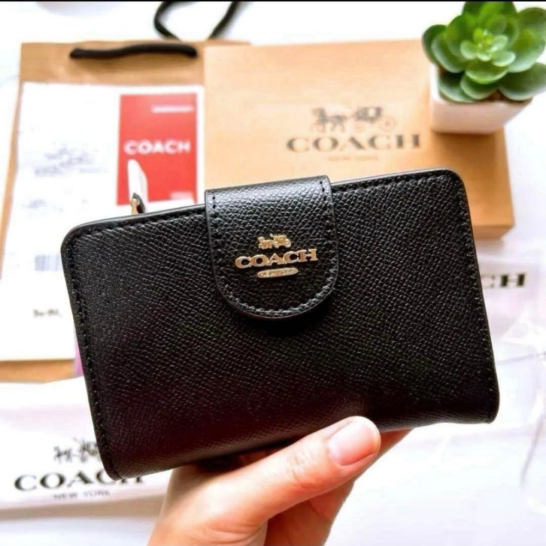 ✨新品未使用✨COACH 二つ折り財布　レザー　ブラック　ユニセックス