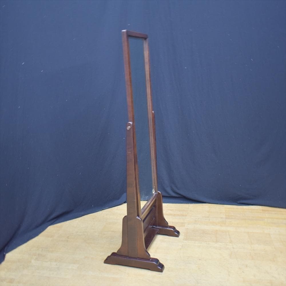 北海道民芸家具　樺 カバ材　無垢　姿見　鏡　ミラー　スタンドミラー　全身鏡　置型