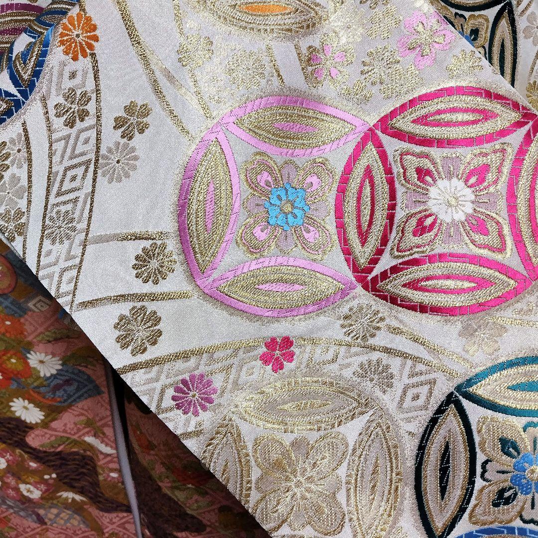 振袖フルセット(7点)・成人式・金彩加工・くすみ・ピンク・古典柄・正絹