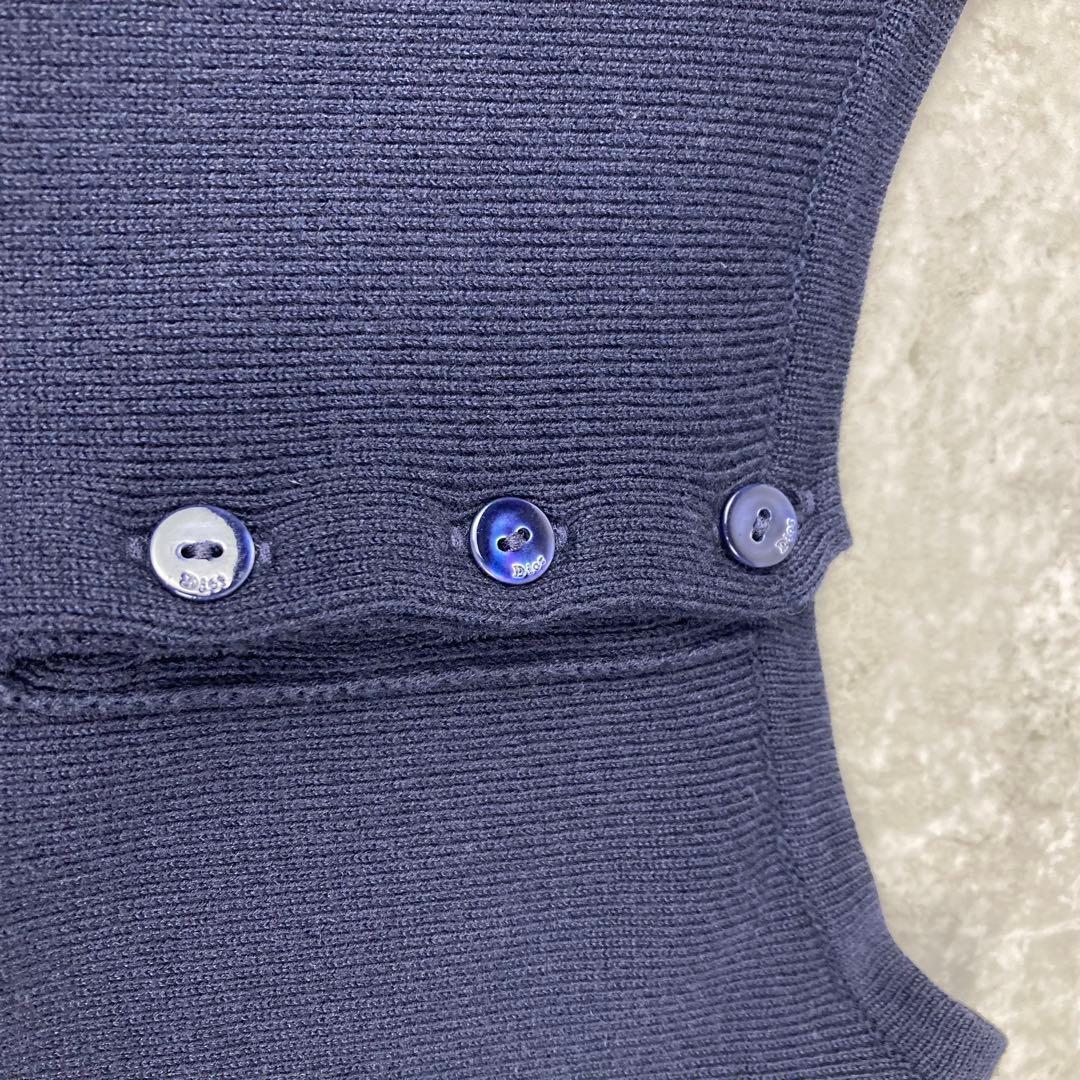 クリスチャンディオール　長袖　　プリーツ　ワンピース　ビー　刺繍　8 ネイビー