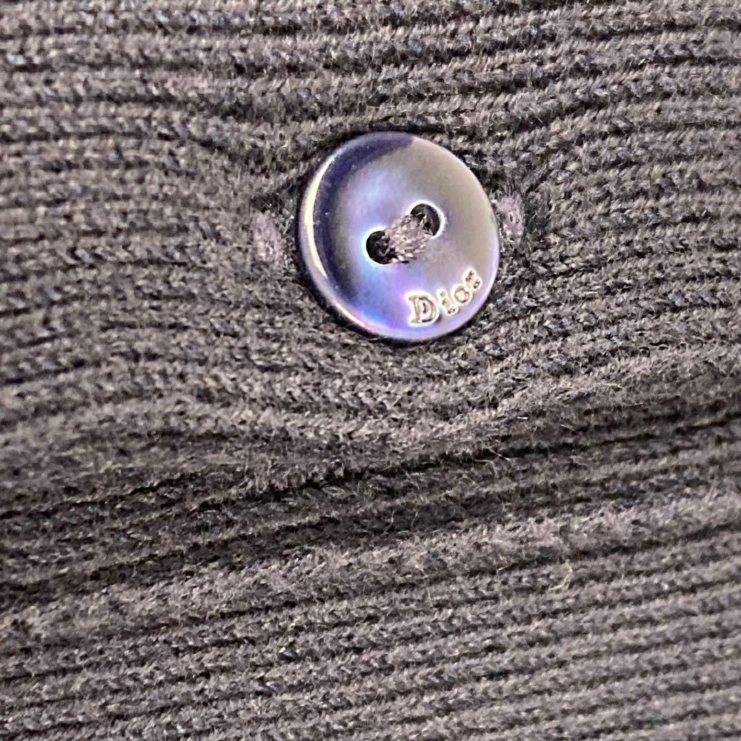 クリスチャンディオール　長袖　　プリーツ　ワンピース　ビー　刺繍　8 ネイビー