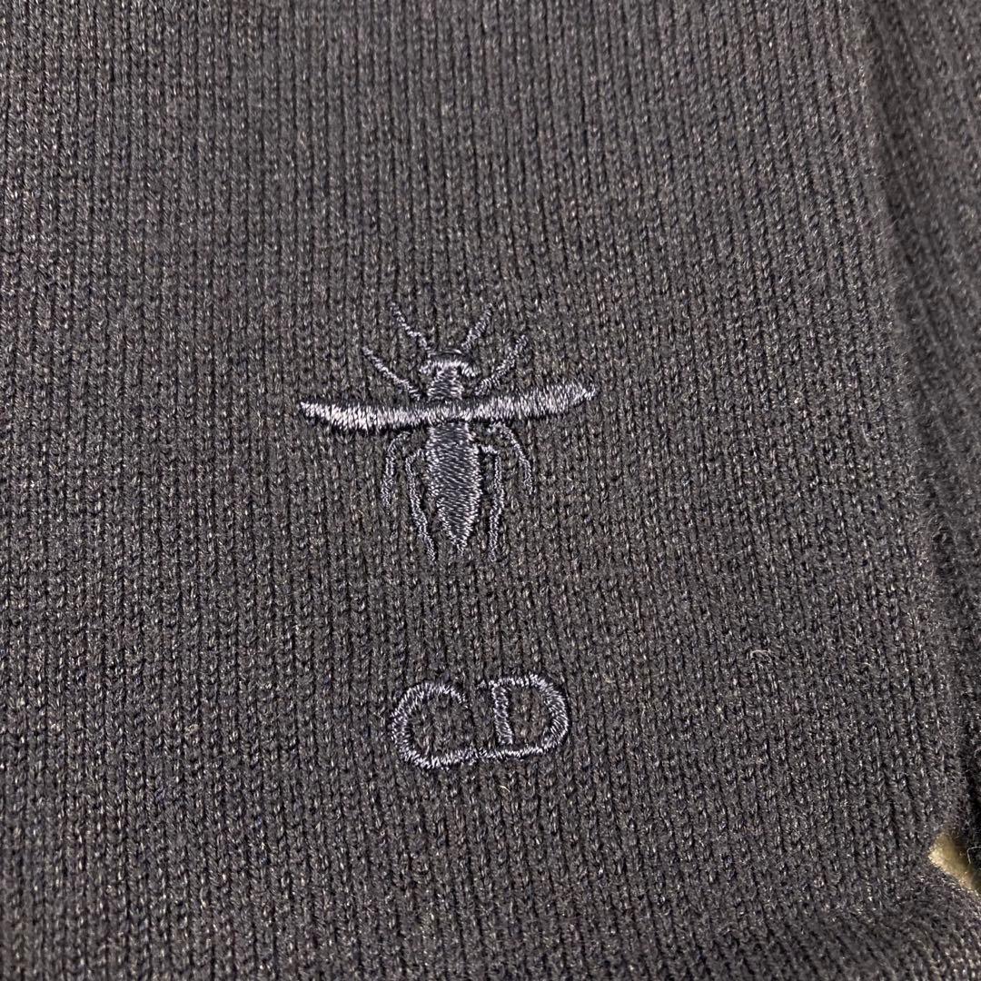 クリスチャンディオール　長袖　　プリーツ　ワンピース　ビー　刺繍　8 ネイビー