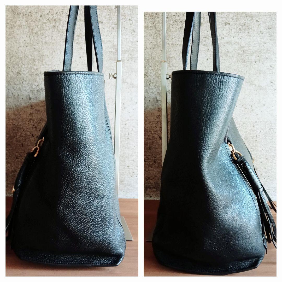 良品 クロエ レザー Milo マイロ トート ハンド ショルダーバッグ 鞄 黒