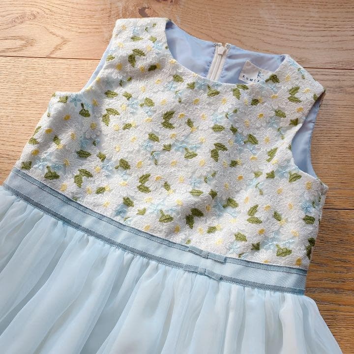 新品　組曲キッズ　ワンピース　110　ドレス　マーガレット　青系　6373