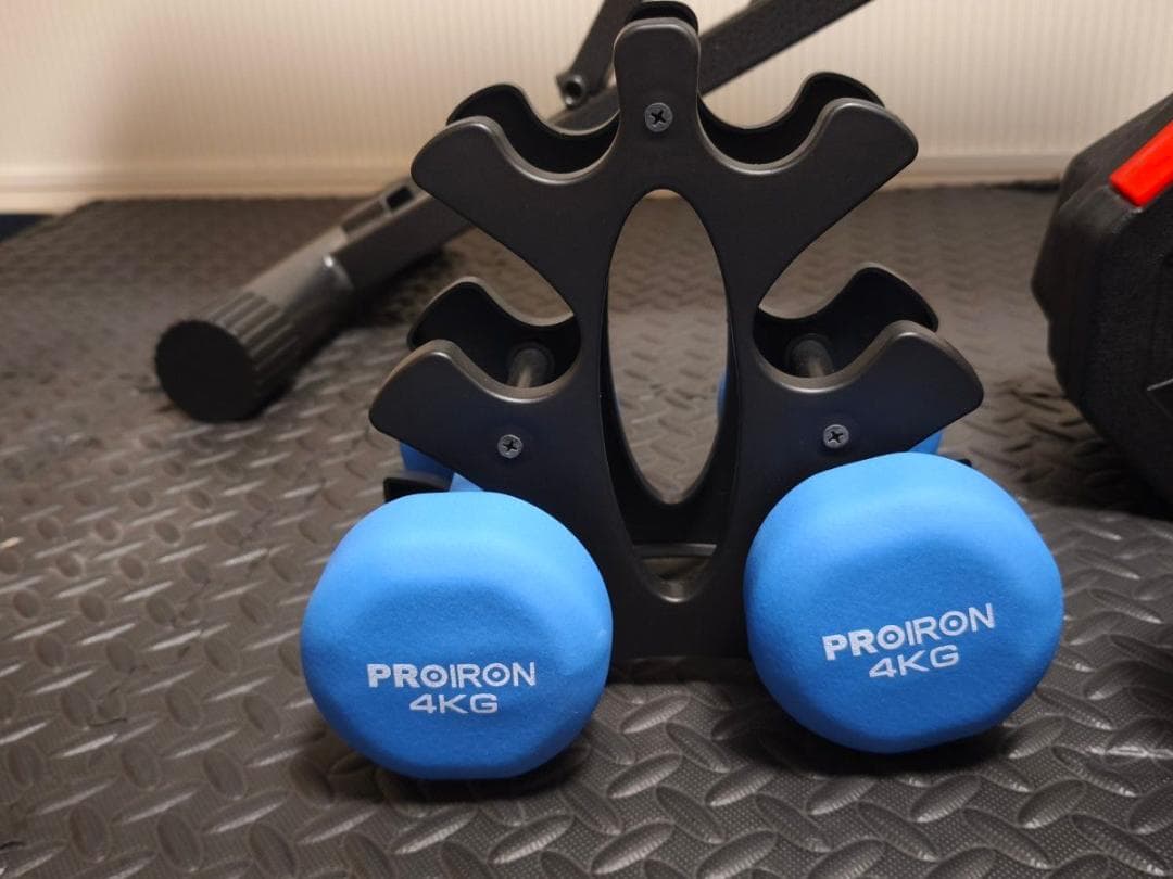 ☆おうちジム フルセット①ベンチ、マット、ダンベル 2個づつ+ダンベルラック ☆