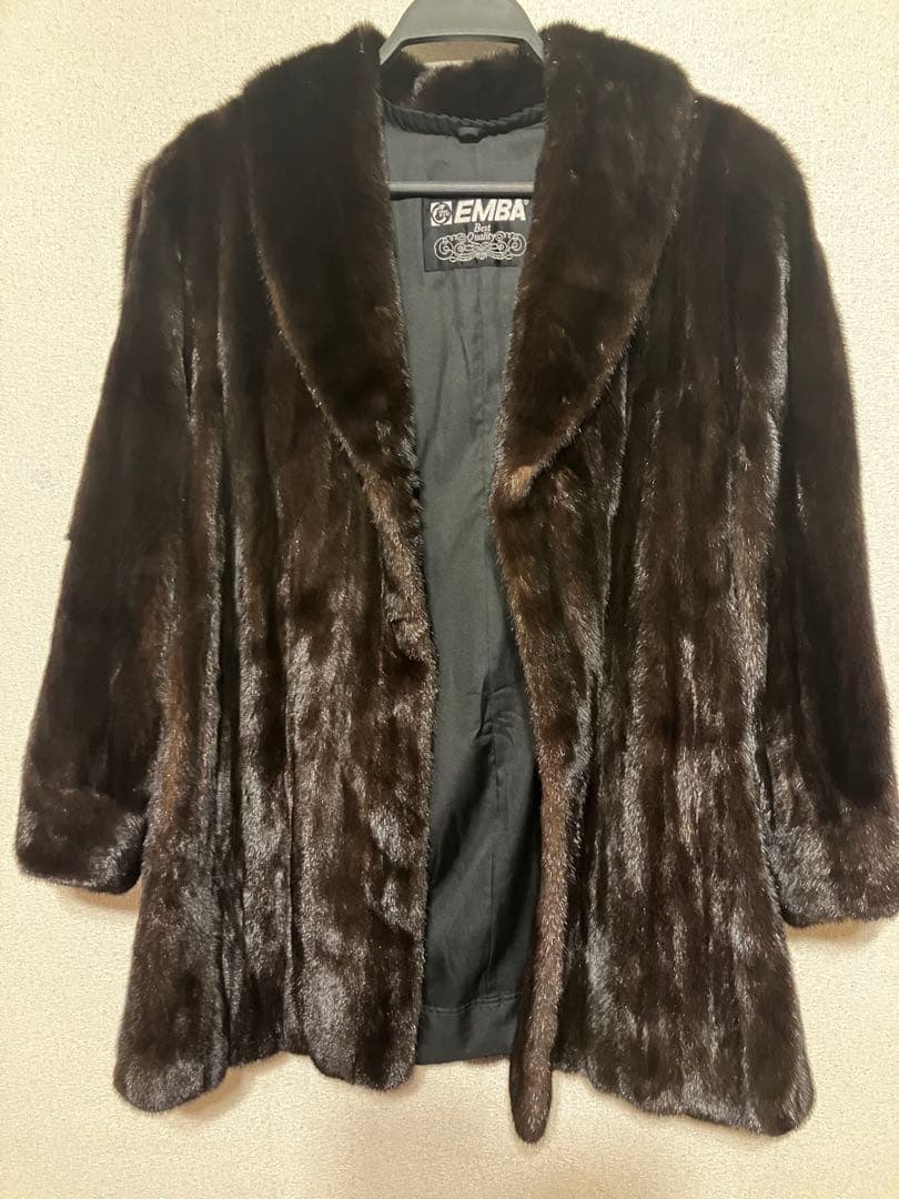 EMBA ブラックミンクファーコート　毛皮コート